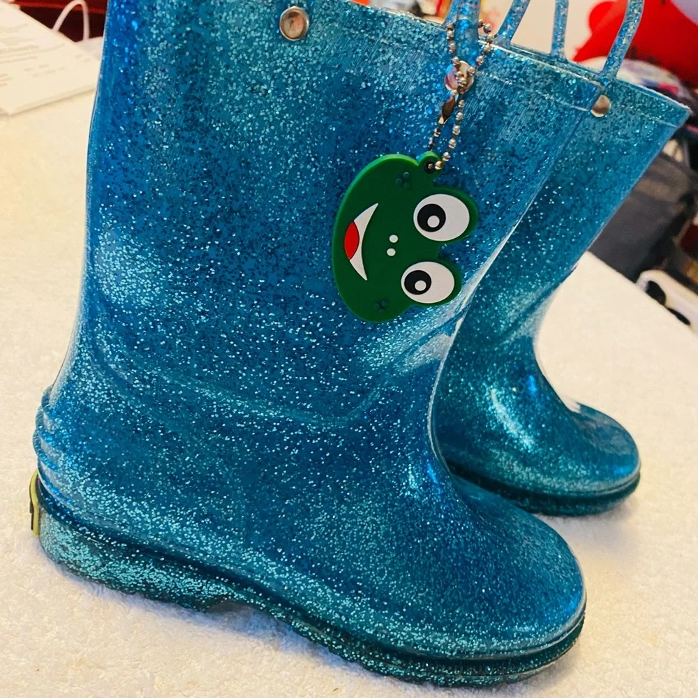 Western Chief Girls Turquoise Blue - Kids Size 1 - Boot Height 7” - box 30 - Picture 1 of 4